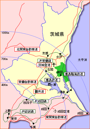 鉾田市所在地図